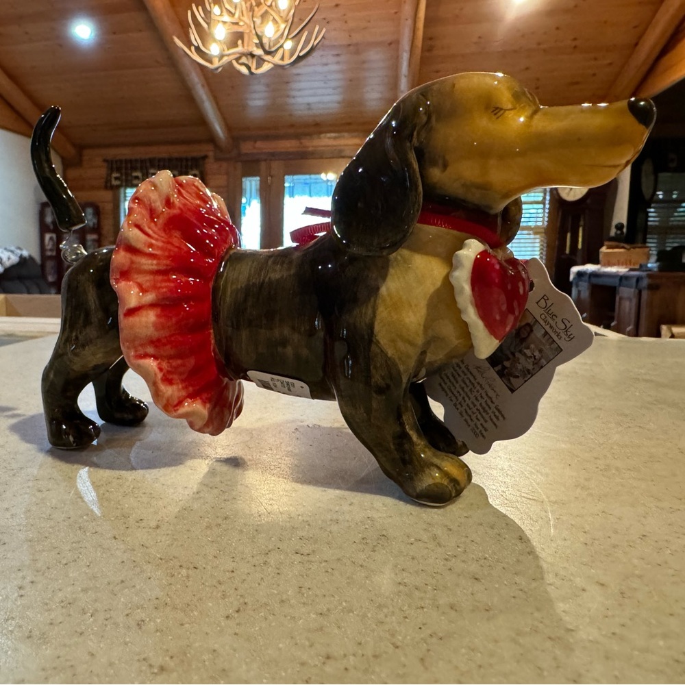 Blue Sky Clayworks Dachshund dog valentine's day 2022 new with tutu